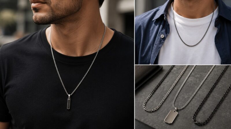 Muški lančići od metala uz casual majicu i košulju